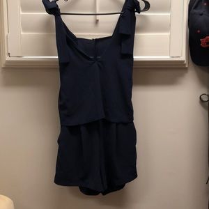 Navy Blue Romper with Keyhole Back